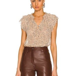 Ulla Johnson Marilyn Top in Leopard Ikat Dot - Size 00